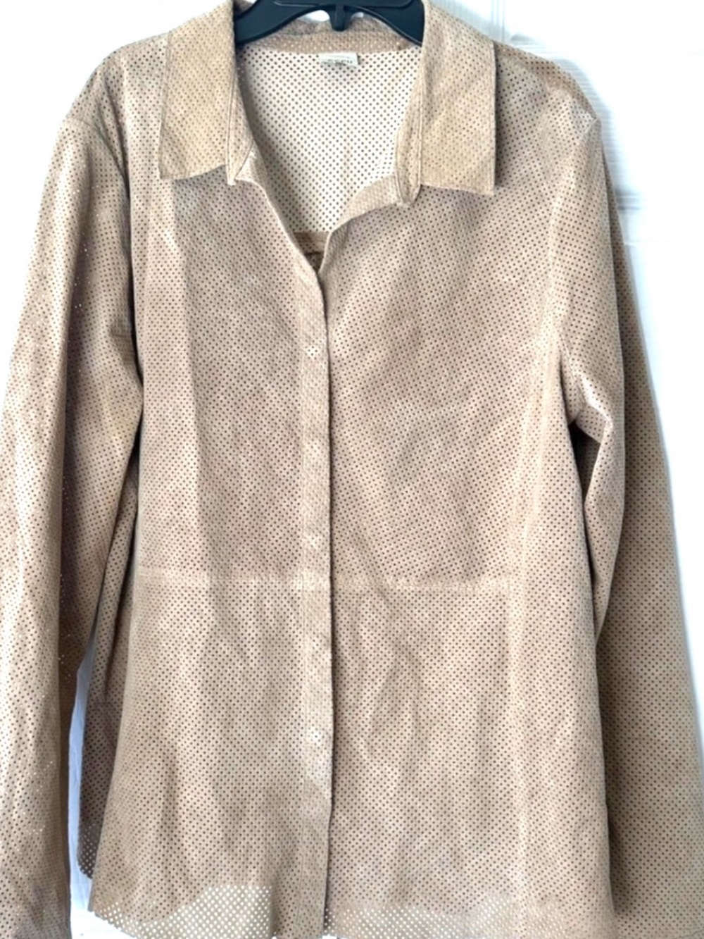 Ecru Suede Leather Jacket size XL - Picture 2 of 9